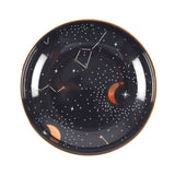 Ceramic purple trinket dish featuring celestial stars design, perfect for storing jewelry and collectibles in style.