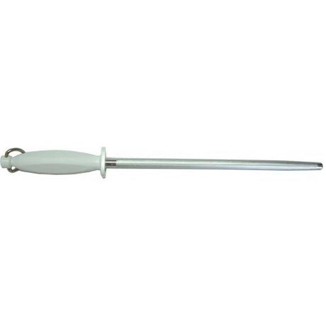 Butchers Steel Egginton P202 12" sharpening steel with high carbon blade, ergonomic handle, and protective guard for kitchen knives.