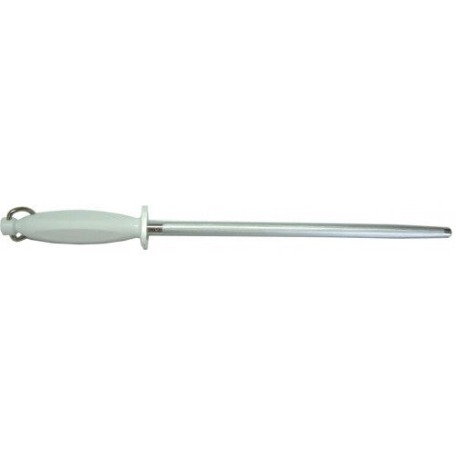 Butchers Steel Egginton P202 12" sharpening steel with high carbon blade, ergonomic handle, and protective guard for kitchen knives.