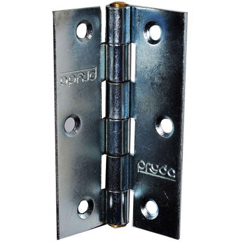 75mm steel butt hinge with fixed brass pin, zinc plated for durability and elegance, perfect for doors and gates.