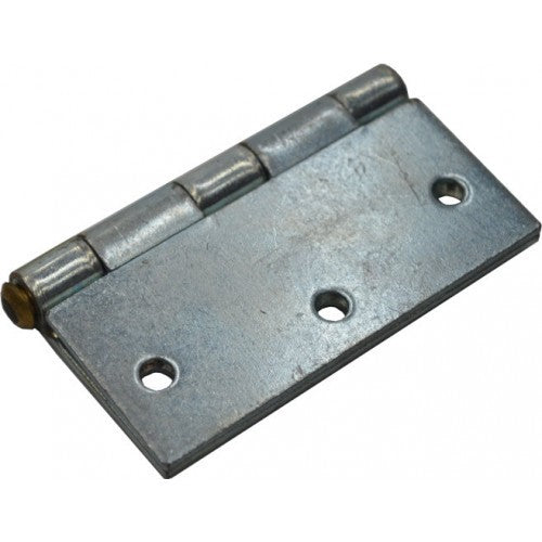 Zinc plated 100mm x 100mm steel butt hinge with loose brass pin, ideal for doors, gates, and cabinets.