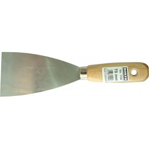 Paint Scraper Boker Germany 50mm with wood handle, featuring a tapered semi-rigid blade for efficient paint removal.