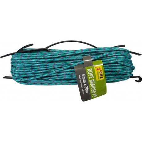 Durable 6mm x 30m polypropylene rope on a plastic winder, waterproof and UV-stable for outdoor and marine use.