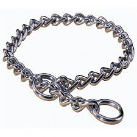 Chrome-plated 4.0mm x 35" choke chain for effective dog training, featuring sturdy rings for leash attachment.