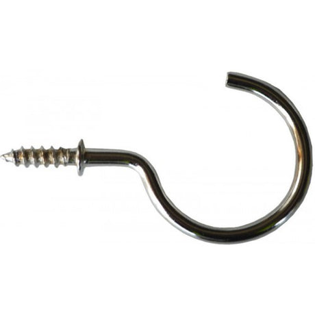 Chrome-plated cup hooks, 20mm projection, pack of 144, ideal for organizing cups and utensils in kitchens and craft rooms.