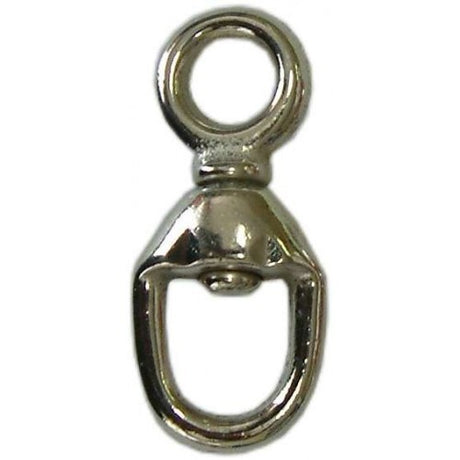 Swivel Calf Malleable 166 - Galv. 80: durable nickel-plated swivel for securely connecting ropes and chains, compact 80mm size.