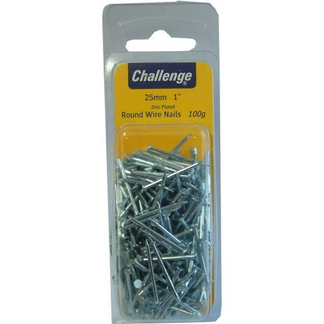 Zinc-plated flathead wire nails, 30mm long, ideal for woodworking and DIY projects, featuring a bayonet design for easy use.