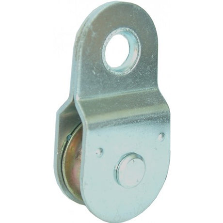 Durable galvanized steel pulley block with 65mm sheave, fixed eye, and 10mm rope capacity for efficient lifting tasks.