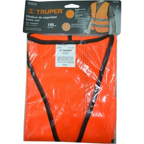 Hi-Vis orange vest with reflective tape, breathable mesh, and Velcro for safety in low-light and high-traffic environments.