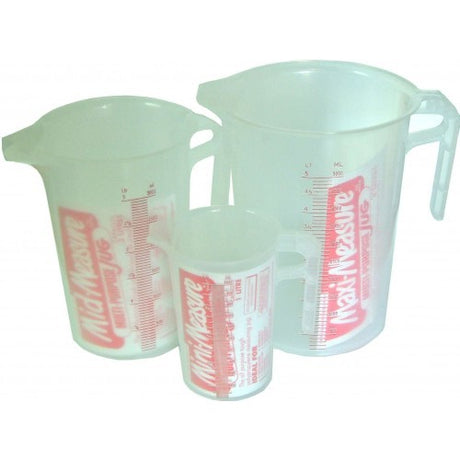 5-litre plastic container with raised calibrations, designed for precise, non-spill liquid pouring and safe storage.