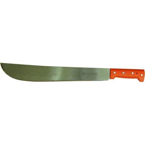 Truper 18" machette features a sharp lacquer-coated steel blade and rivetted handle for safety and comfort during outdoor tasks.