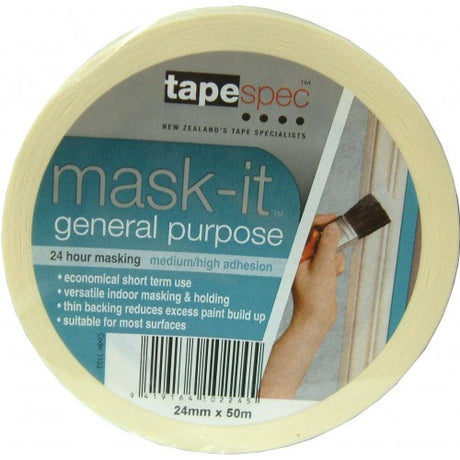 High-quality Masking Tape - #312 (50m), 18mm wide, ideal for painting, crafting, and secure holding with clean removal.