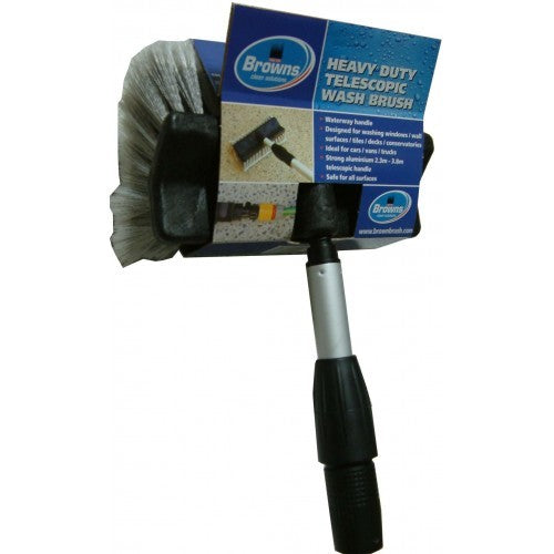 Window & Wall Mop with extendable handle, nylon brush head, and hose connection for efficient high-reach cleaning.