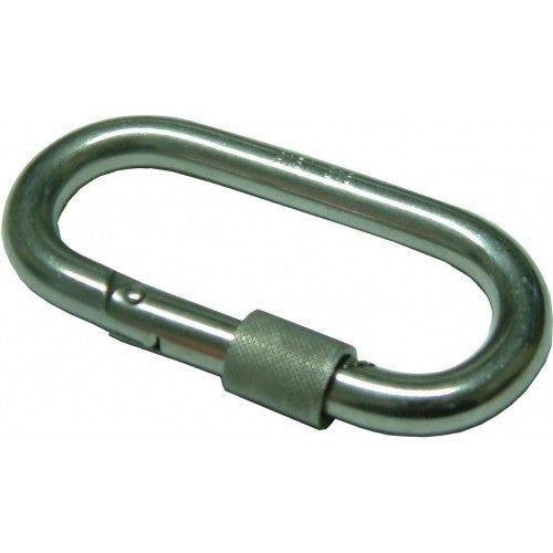 Stainless steel Karabiners C.Type with screw quicklink, 10mm diameter, ideal for secure linking in outdoor and marine environments.