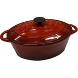 Elegant red and white 30cm cast iron casserole with dimples for self-basting, perfect for versatile cooking.