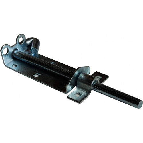 Heavy-duty 4-inch pad bolt with long shoot, bright zinc steel for secure outdoor use, perfect for gates and sheds.