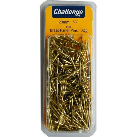 Premium 25mm brass panel pins in a 75g pack, perfect for delicate woodworking without rusting.