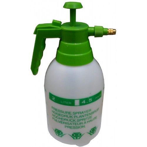 Lightweight 2L garden pressure sprayer with adjustable brass nozzle for versatile spraying, durable plastic body, and ergonomic handle.