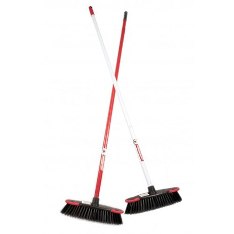 Deluxe 30cm indoor broom with rubber-edged head, steel handle, and compact design for effective cleaning in tight spaces.