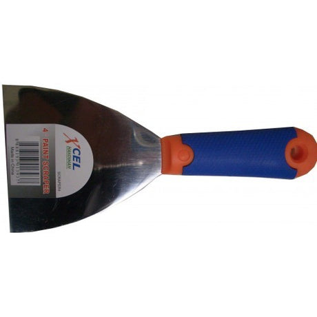 Xcel 3" paint scraper with ergonomic rubber grip, ideal for paint removal, wallpaper stripping, and surface preparation.