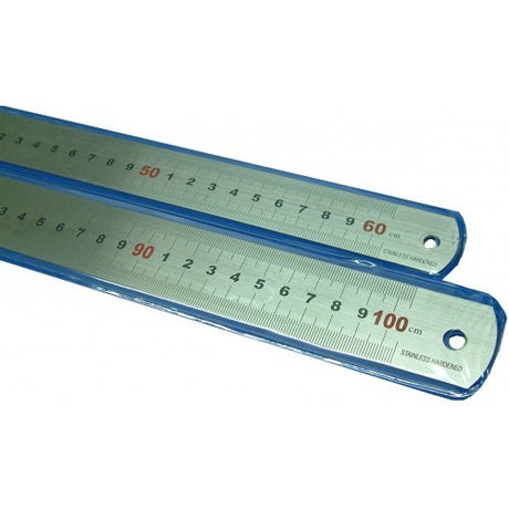 Stainless steel 1000mm metric ruler, durable with clear markings for precise measurements in various projects.