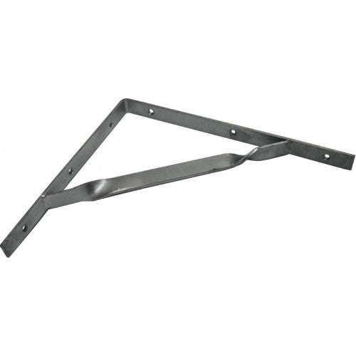 Heavy-duty galvanized shelf brackets with diagonal stay, 400x350mm, ideal for robust indoor and outdoor storage solutions.