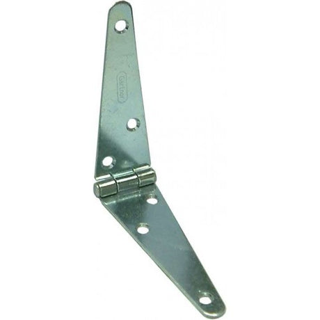 Zinc-plated 4-inch gate hinge strap designed for durability, rust resistance, and versatile applications in outdoor projects.