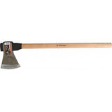 Heavy-duty Truper axe with 4.5lb carbon steel head and 36" polished oak handle, ideal for cutting and DIY projects.