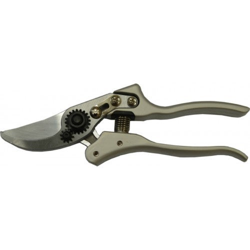 Professional pruning shear with forged alloy blade, ergonomic aluminum handle, and 20mm cutting capacity for precise gardening.