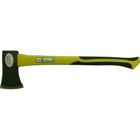 Lightweight 2.5lbs axe with a durable forged carbon steel head and ergonomic fibreglass handle for easy splitting tasks.