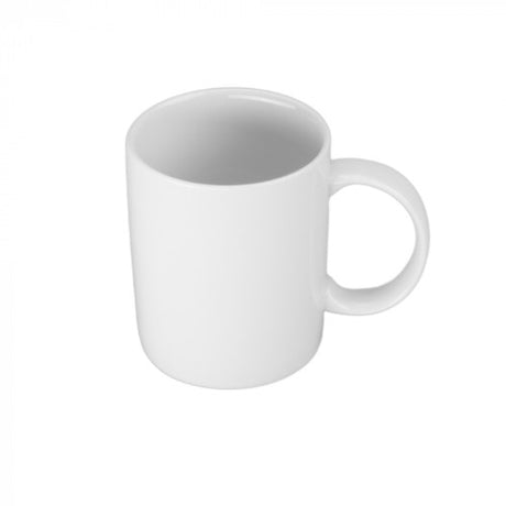 Set of 6 elegant white ceramic mugs, 11oz capacity, perfect for hot or cold beverages, dishwasher and microwave safe.