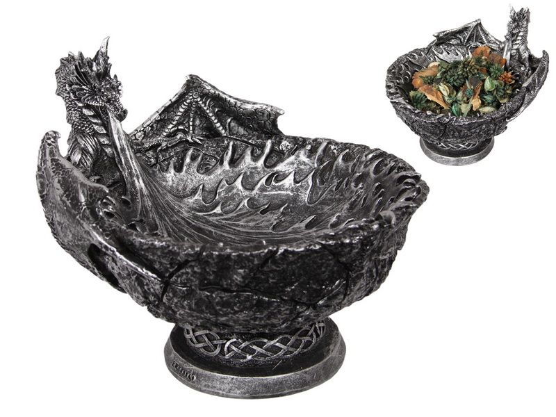 Ornament - Silver Dragon Breathing (23cm)