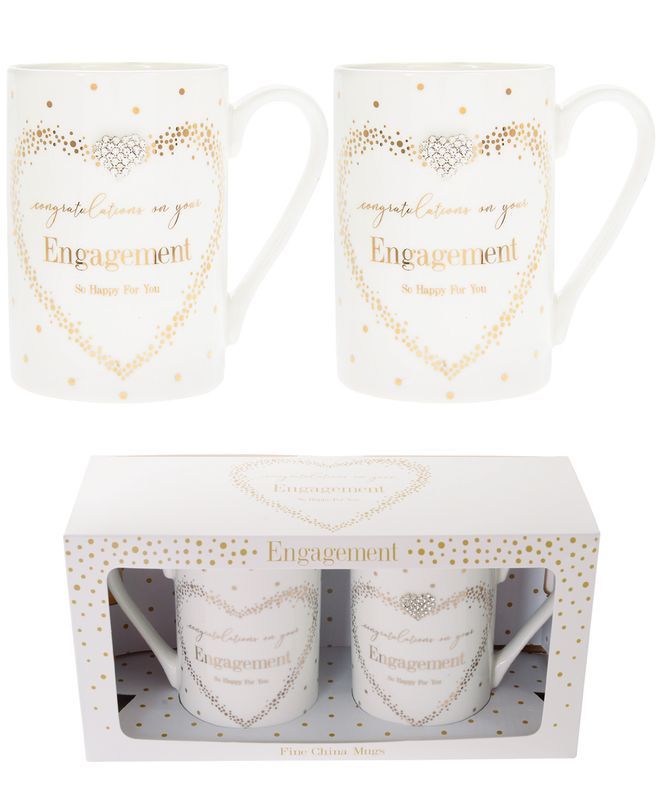 Engagement Mug Set - Mad Dots features whimsical polka dots, perfect for couples celebrating love and commitment.