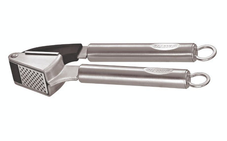 Chasseur Garlic Press: stainless steel tool designed for easy garlic mincing, with a comfortable grip and dishwasher safe.