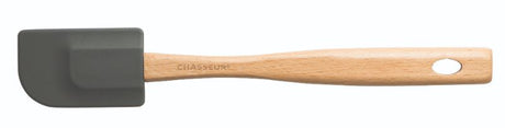 Chasseur Medium Spatula in Caviar, with silicone head and ergonomic wood handle, perfect for non-stick and enamel cookware.