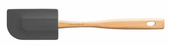 Large Chasseur spatula in caviar color with silicone head and beech wood handle, perfect for cooking and baking.