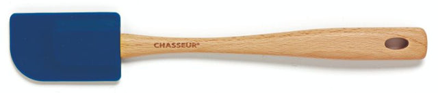 Blue Chasseur Medium Spatula with silicone head and ergonomic wooden handle, perfect for cooking and baking.