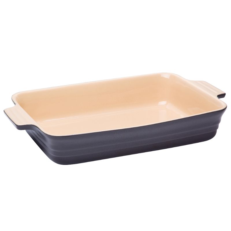 Chasseur XL 34cm Rectangular Baker in Caviar and Grey, perfect for baking, serving, and storing, with stylish design and premium stoneware.