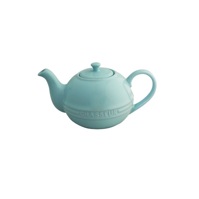 Chasseur 1.1L teapot in Duck Egg Blue, elegant stoneware for tea service, microwave and dishwasher safe, lead-free.