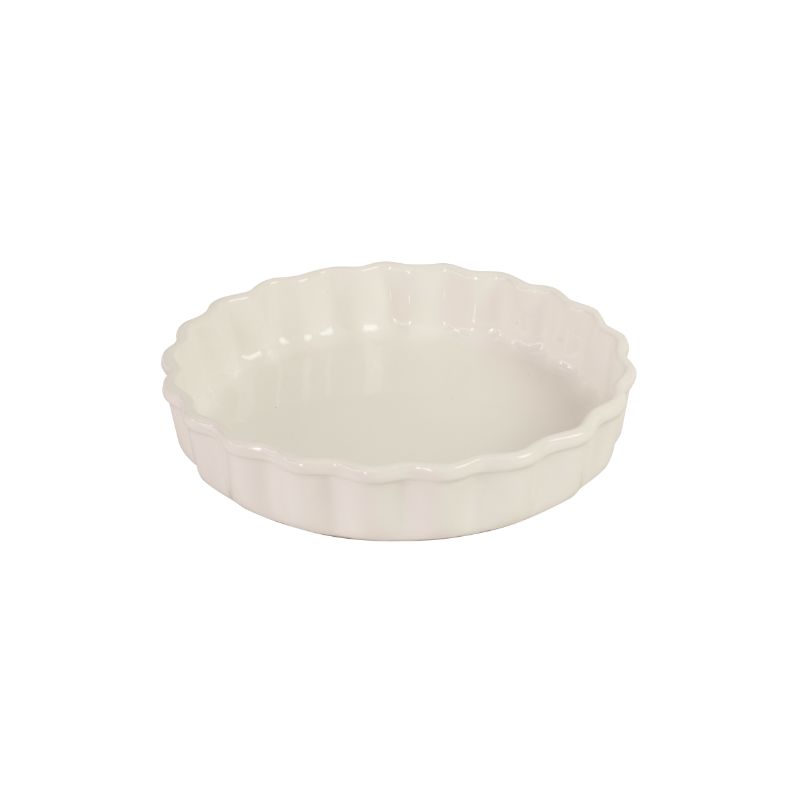 Antique Cream 26cm flan dish from Chasseur, crafted in stoneware, perfect for baking and serving quiches, pies, and flans.