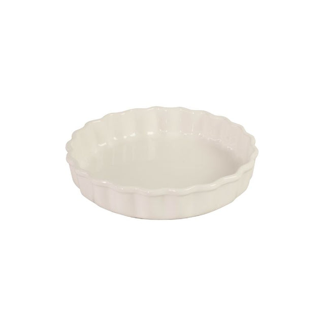 Antique Cream 26cm flan dish from Chasseur, crafted in stoneware, perfect for baking and serving quiches, pies, and flans.