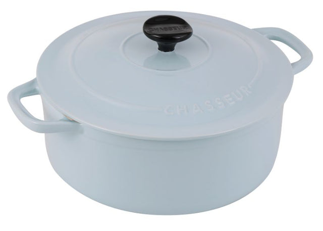 Duck Egg Blue 24cm casserole dish from Chasseur's Macaron Collection, perfect for stylish cooking and serving.