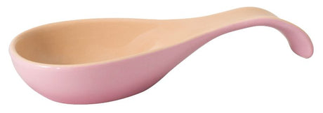 Chasseur Cherry Blossom Spoon Rest: elegant stoneware in a pink hue, keeps surfaces clean while cooking, microwave and dishwasher safe.