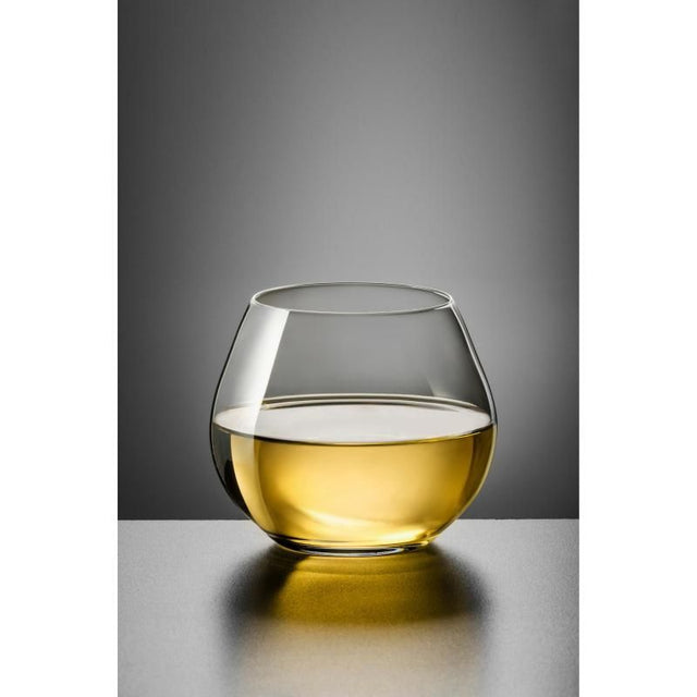 Set of 2 Amoroso stemless glasses (340ml) from Bohemia, featuring lead-free crystalline and fine polished rims for smooth sipping.