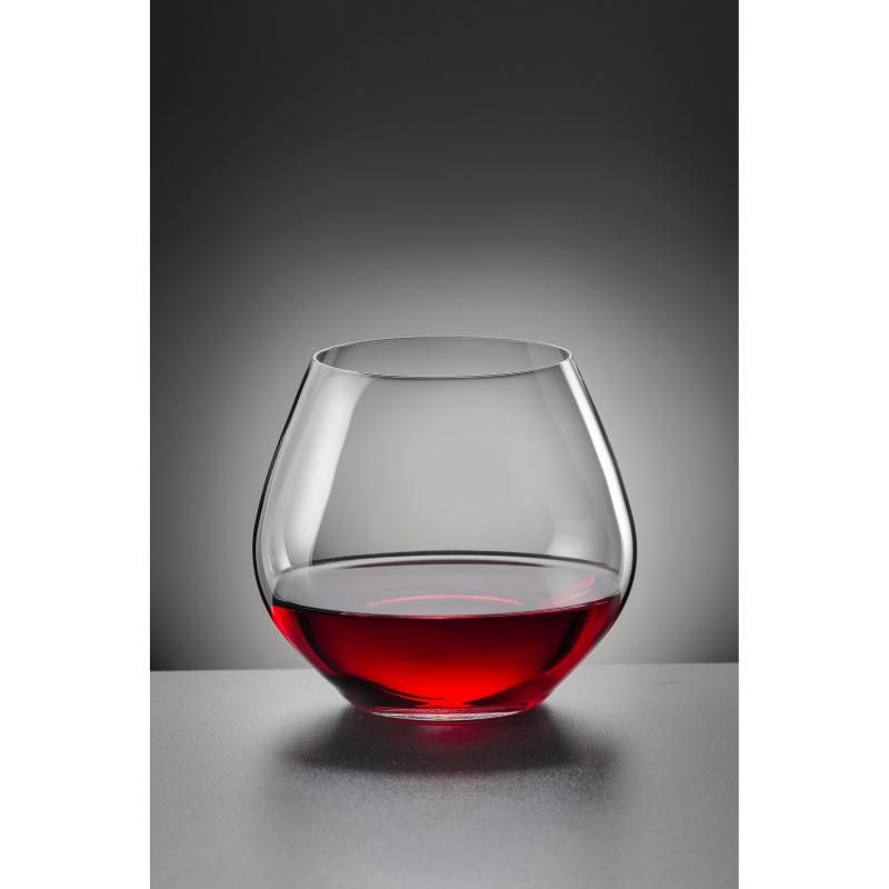 Elegant Bohemia Amoroso stemless glasses set of 2, crafted from lead-free crystalline glass for fine wine and casual drinks.