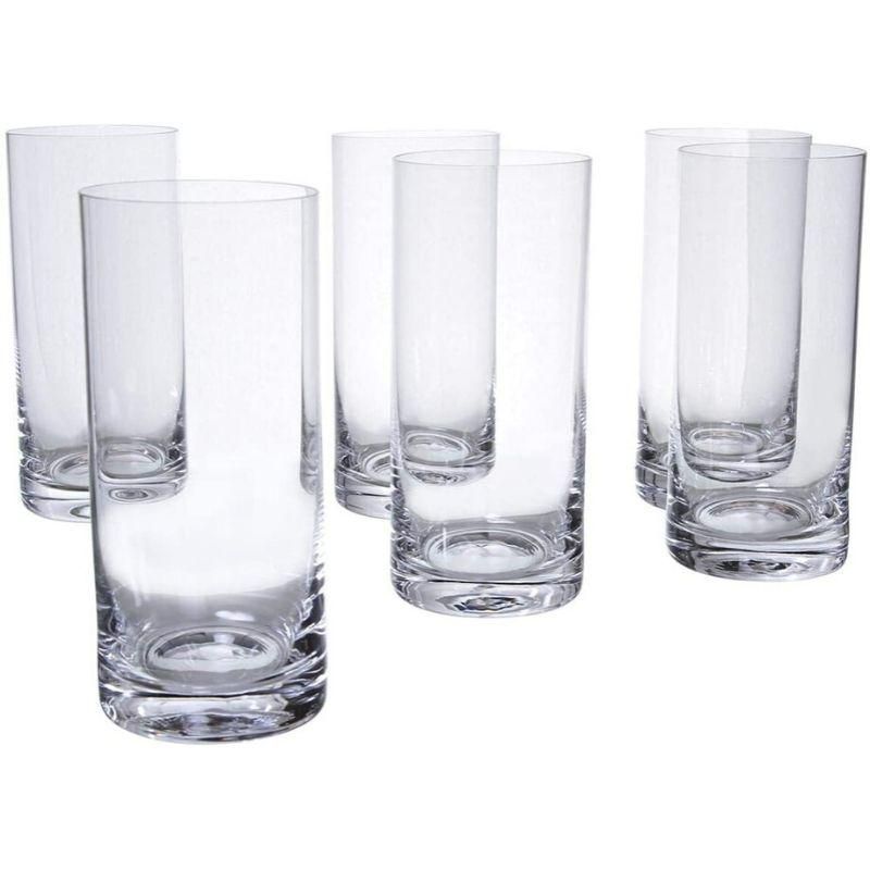 Set of 6 crystal clear Bohemia high ball glasses, 470ml each, elegant design for cocktails and beverages, dishwasher safe.