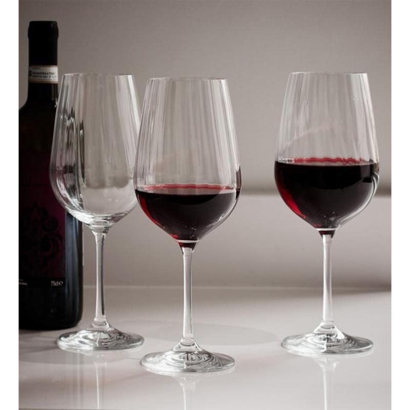 Set of 6 Bohemia Viola 250ml red wine glasses, crafted from lead-free crystal, designed for optimal aeration and elegant serving.