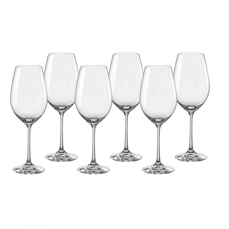 Set of 6 Bohemia Viola 350ml red wine glasses, crafted from lead-free crystal for enhancing wine flavor and aroma.