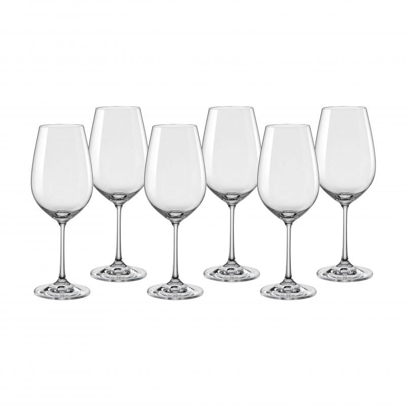 Set of 6 elegant 450ml lead-free crystal red wine glasses with a bell-shaped design for enhancing aroma and oxidation.