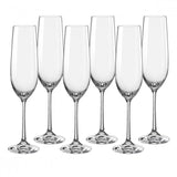 Set of 6 Bohemia Viola champagne flutes, crafted from lead-free crystal for elegant celebrations and enhancing your favorite sparkling wines.